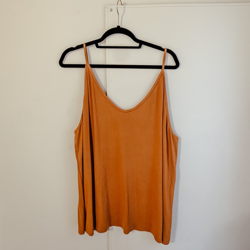 Orange stretchy tank with spaghetti straps